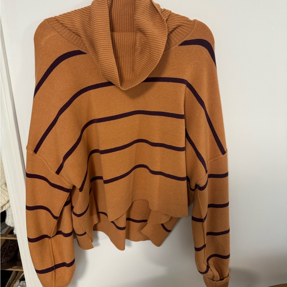 Free people Striped Tan and Black Women's Sweater Turtleneck